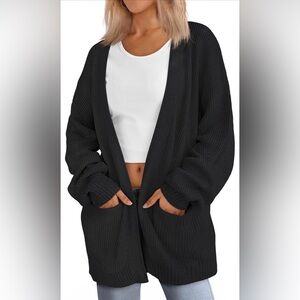 Open Front Waffle Knit Cardigan